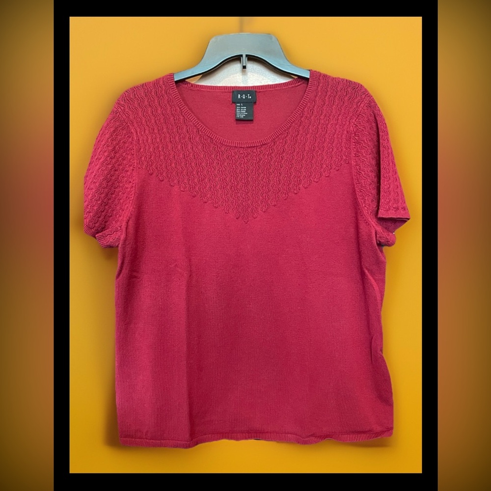 R.Q.T pretty Pointelle Knit Large Berry Red Sweater Top